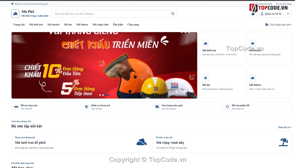 Web thời trang,Website php,Web bán mũ